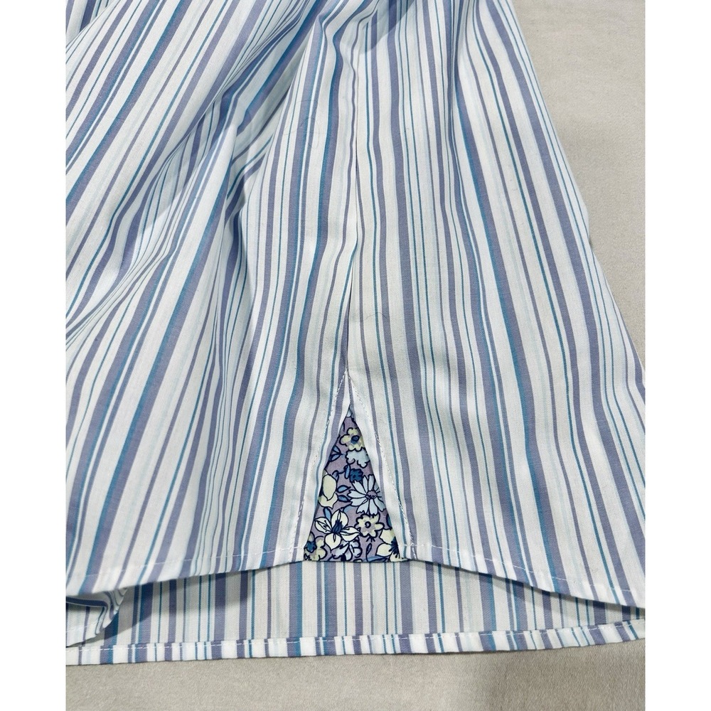Orvis Carefree Cotton Blend Womens Blue Striped Contrast Collar Cuff Shirt Sz 20 - Picture 10 of 10